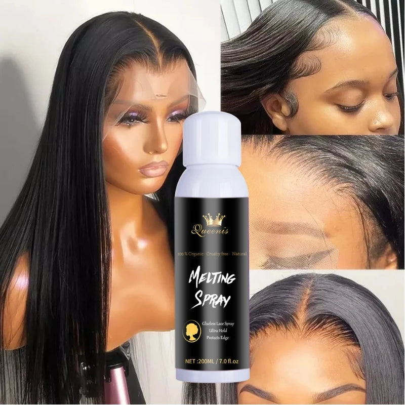 Ultra-Hold Quick-Drying Melt-in Spray Strong Adhesive for Lace Front Wigs Glueless Install Hair Extension Tools