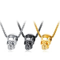Wholesale 316L Stainless Steel Gold Plated Skull Pendant Necklace Fashion Punk Silver Black Engagement Jewelry