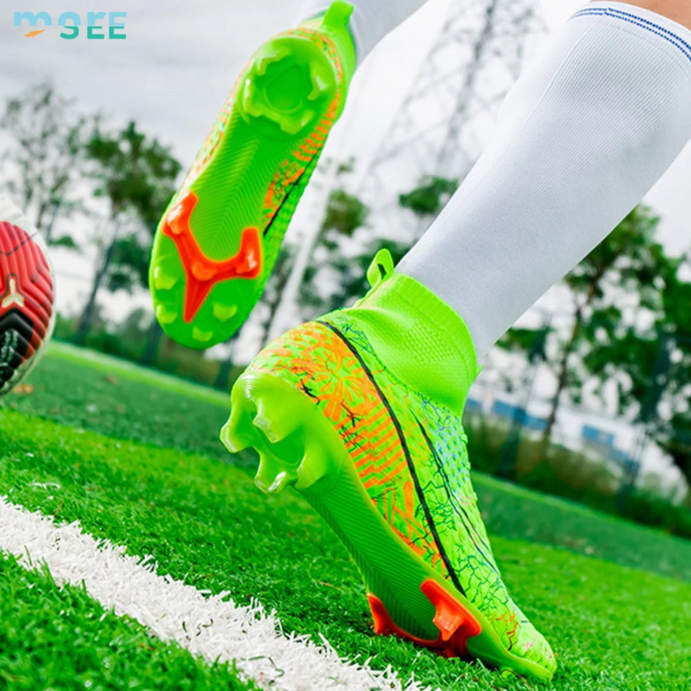 SeeMore High Top Lightweight Men's Soccer Cleats Comfortable Training Sports Sneakers Football Boots Spikes for Winter Summer