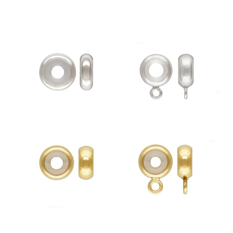 GP US Gold Filled S925 Silver at Silicon Stopper Beads Closed Ring Wholesale Permanent Jewelry Chains Making Bracelets