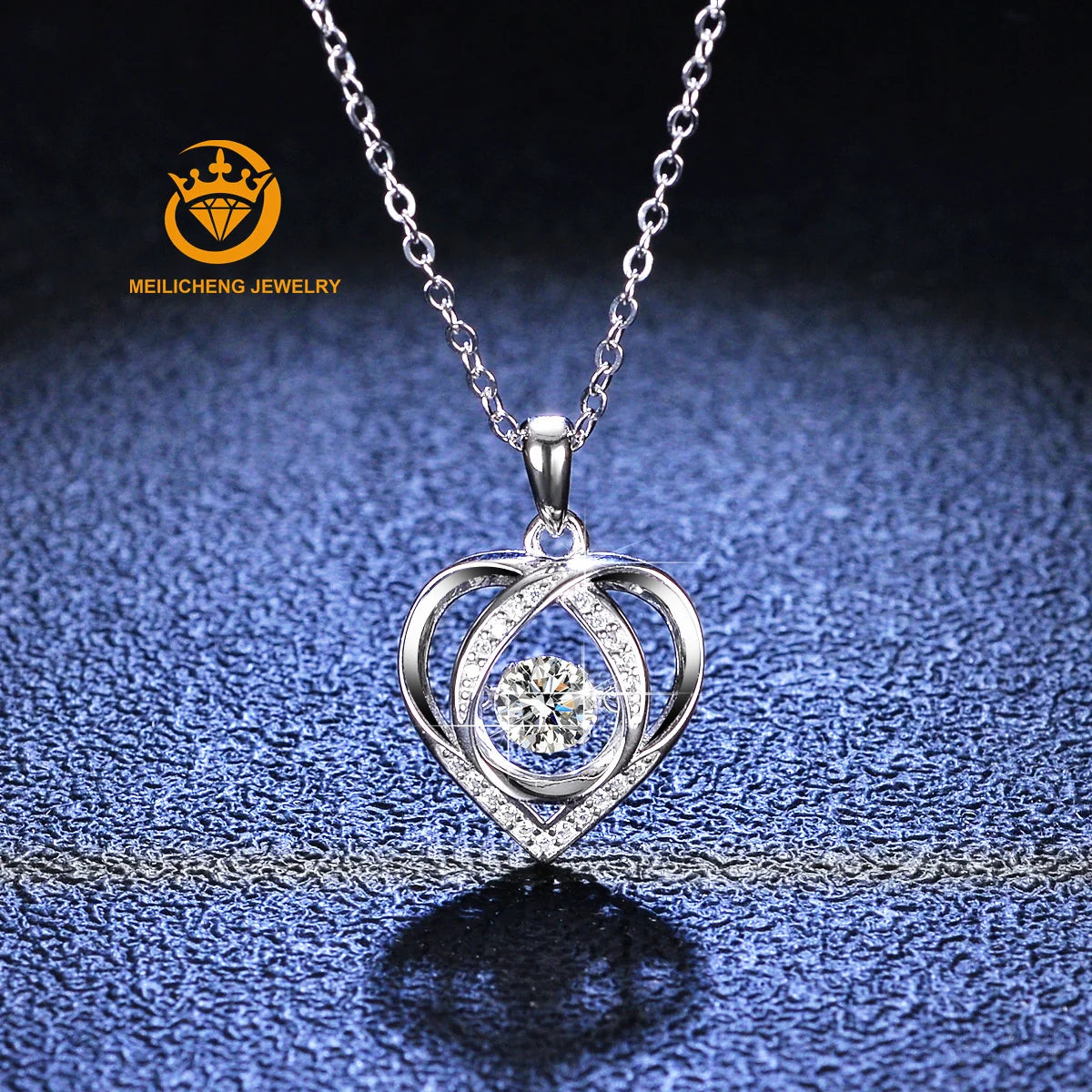 Wholesale 925 Sterling Silver Moissanite Necklace with Heart Pendant Waterproof Tarnish Free Statement Wedding Jewelry