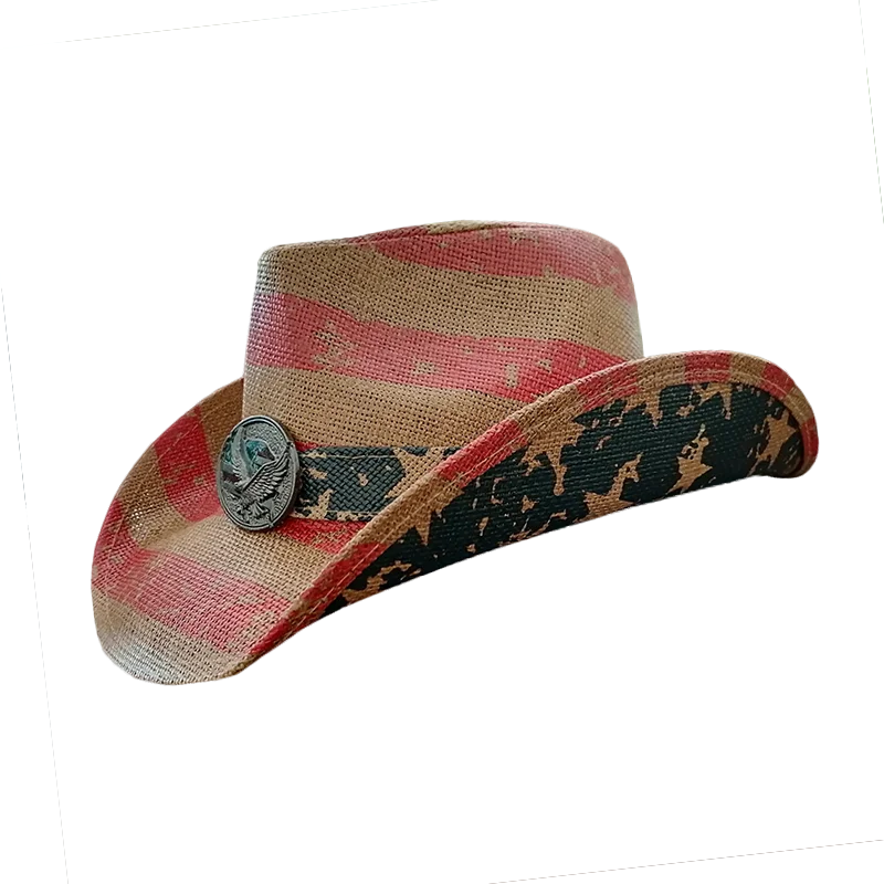 2025 Men's Paper Straw Hat American Western Texas Cowboy Hat Wide Shapable Brim Panama Hat Mexico Sombreros