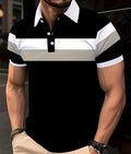 Men's Custom Trendy Color Block Casual Premium Sports Short Sleeve Striped Pattern Quick Dry Polo Shirt