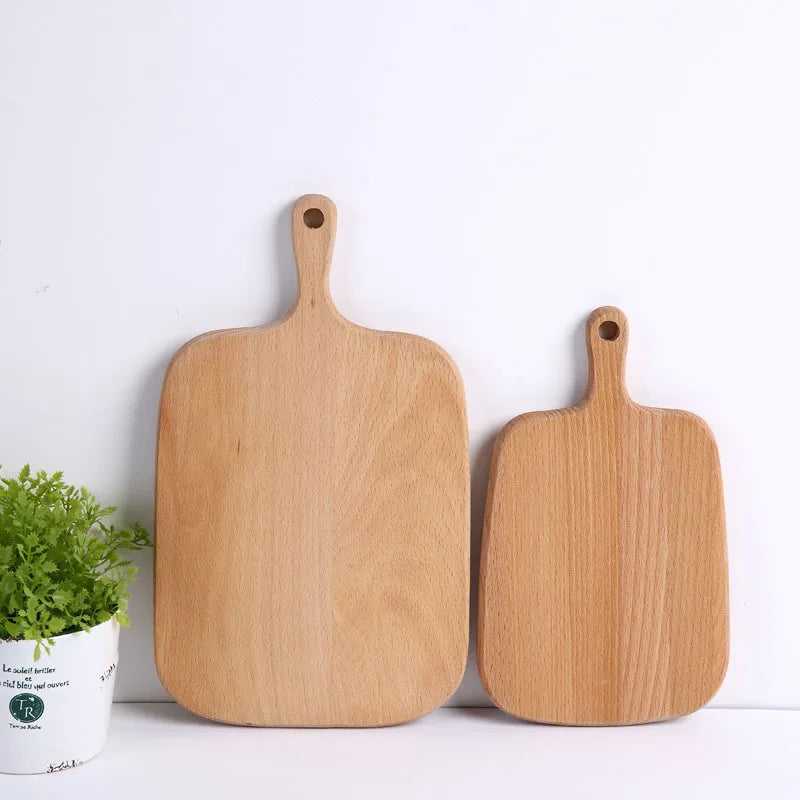 Beech Cutting Board with Handle Solid Wood Chopping Boards Kitchen Bread Pizza Fruit Serving Tray