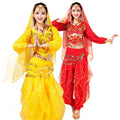 Classical Women's Indian Bollywood Belly Dance Performance Long Sleeve Rotating Pants Clothing Set