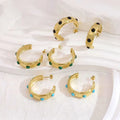 Retro Roman Style Hoop CC Earrings Tarnish Free Waterproof 18K Gold Plated Stainless Steel Jewelry Gemstone High Quality Earring