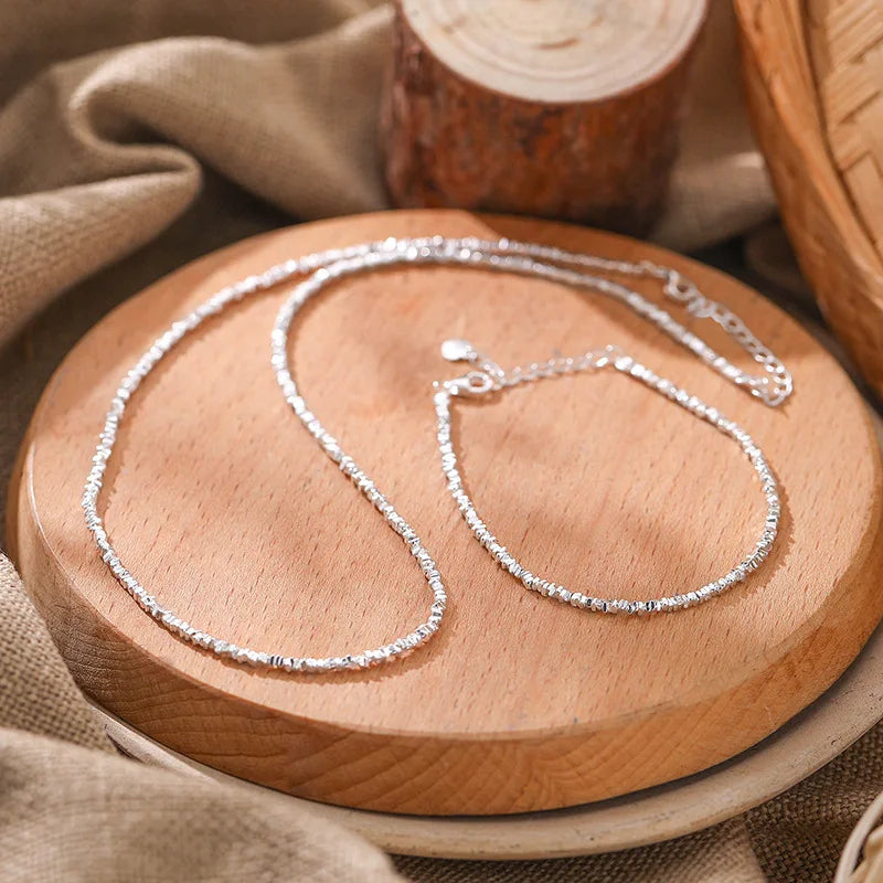 Elegant Small Pieces of Silver Necklace Female Ins Niche Normcore Bag Clavicle Chain