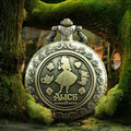 Vintage Pocket Clock Reloj De Bolsillo Bronze Alice Wonderland Pocket Watch With Cute Rabbit Necklace Pendant