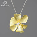 Lotus Fun Handmade 925 Sterling Silver 18k Gold Plated Zircon Peony Flower Shape Pendant Without Chain for Women Fine Jewelry