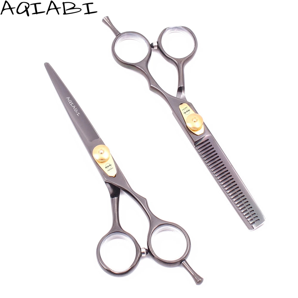 Barber Scissors 5.5'' 6" Japanese Steel Hair Cutting Scissors Hairdressing Scissors Haircut Set Black A1020