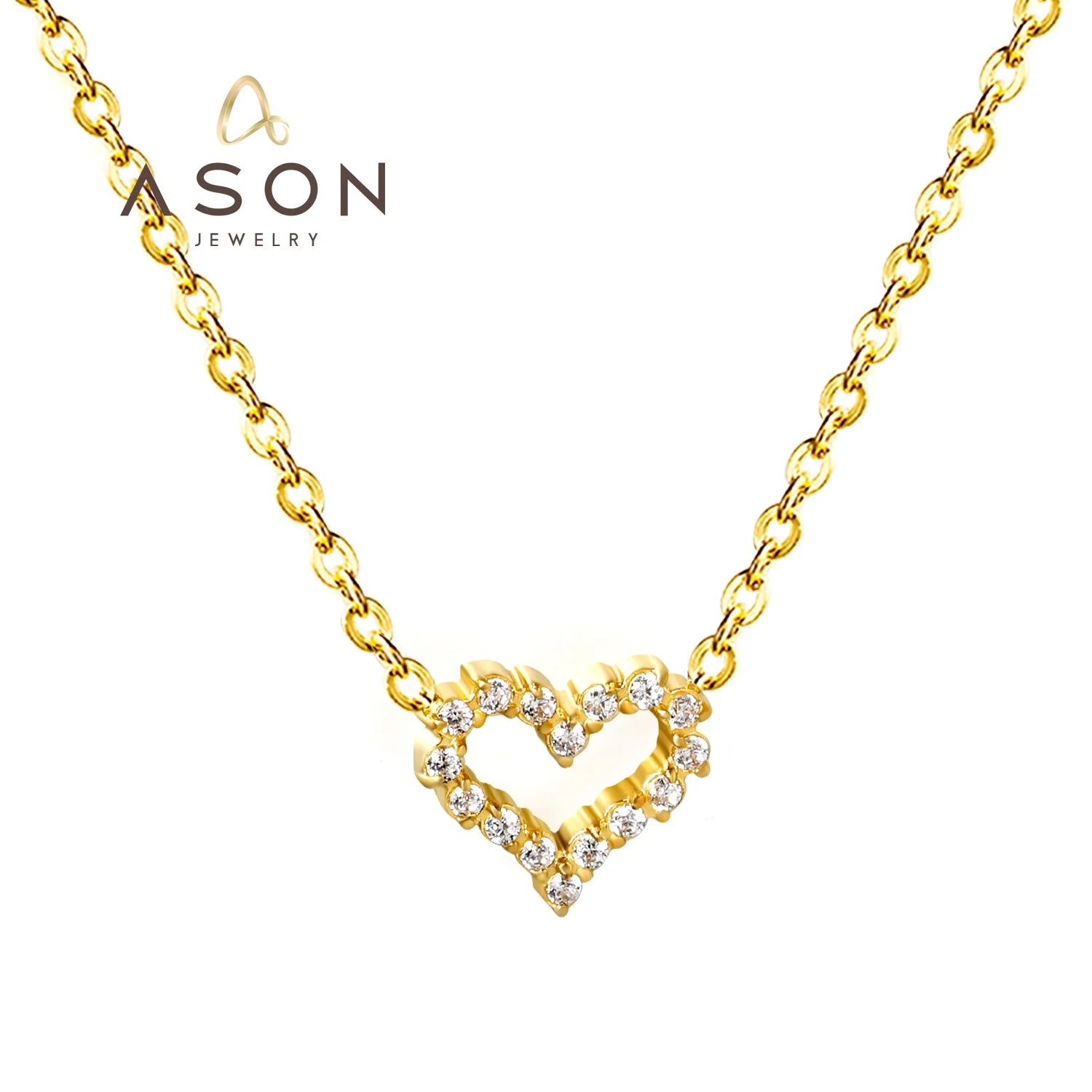 Custom Stainless Steel Jewelry Trendy Dainty love Cubic Zirconia Necklace Pendant 18K Gold Plated Heart Necklace for Women