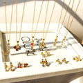 Stainless Steel Jewelry Set Custom Colorful Women 18k Gold Plated Cubic Zirconia Necklace and Earrings Jewelry Set for Bride