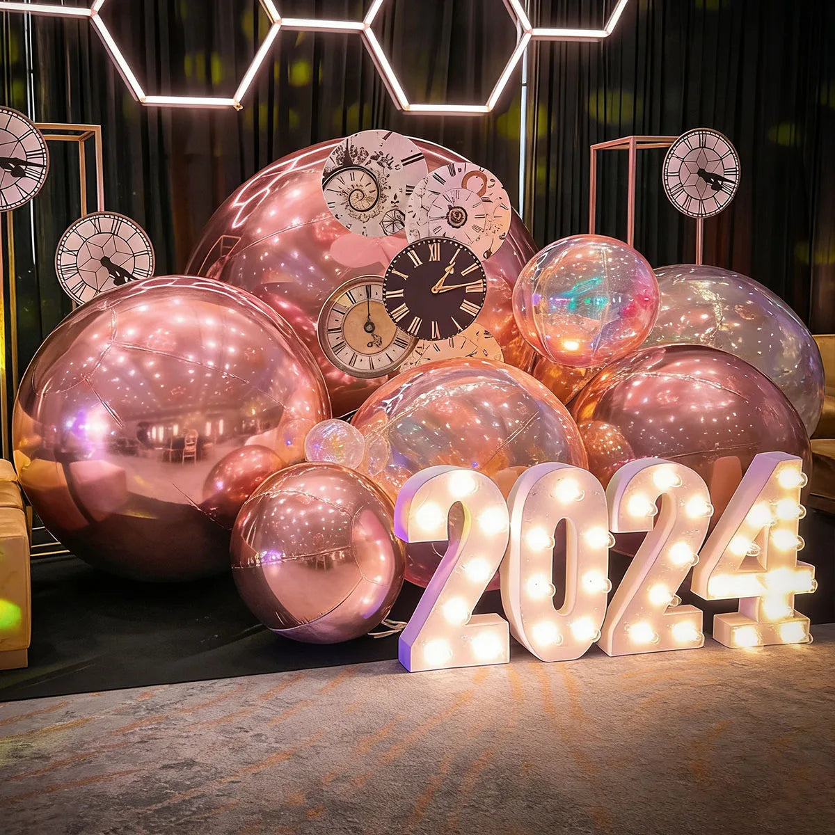 Rose Golden Giant Mirror Ball Hanging Inflatable Balloon Wedding Party Decor Big Shiny Inflatable Disco Ball Large Mirror Sphere