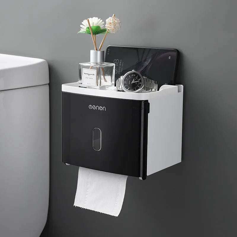 Tik Tok Same Style Wall Mounted Multifunctional Plastic Facial Bathroom Tissue Storage Box