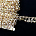 E024 Sew-On 3A Grade Crystal Rhinestone Trim Chain with Gold Color and Brass Metal Base for Bags & Garments