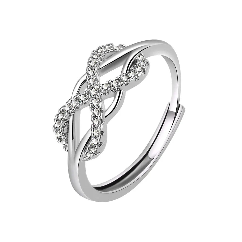 Adjustable Ring Figure 8 Infinity Anti-Anxiety Ring For Women Gift Geometric Number 8 Zircon Eternal Love Ring