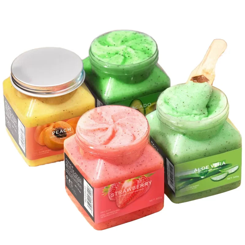 Vegan Tropical Fruit Organic Sugar Scrub Bath Exfoliator Turmeric Herbal Softens Horniness Cleans Chicken Skin OEM Supply