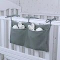 Muslin Cotton Double Pocket Baby Nursery Essentials Bedding Crib Organizer Hanging Diaper Storage Bag for Clothing Diapers Toys
