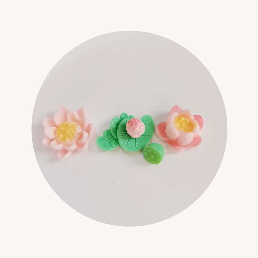 100pcs Kawaii Lotus Seed Lotus Resin Cabochon for Hair Bows Center Flatback Charms for DIY Embellishments Scrapbooking