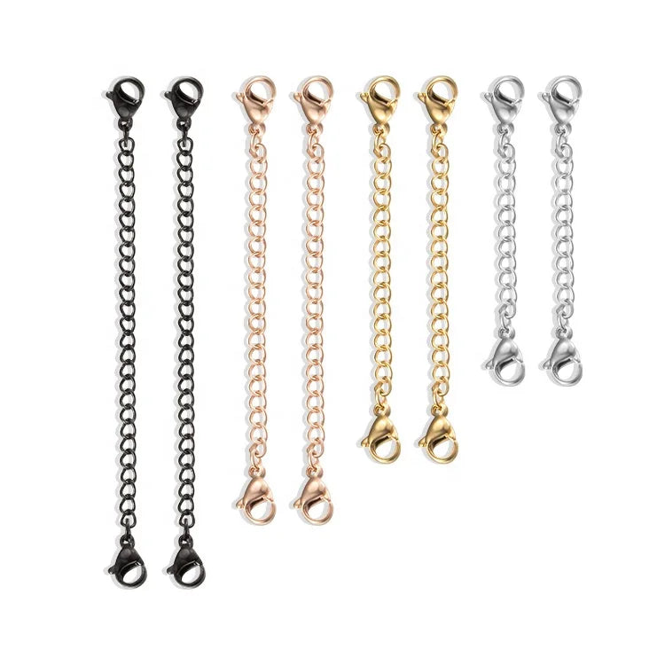 Wholesale Stainless Steel Double Head Lobster Clasp with Tail Chain Titanium Steel Necklace Adjustment Chain Extension Chain