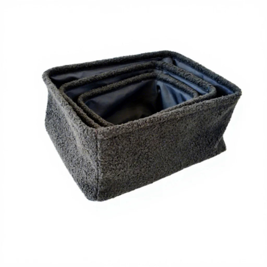 Nordic Simple Style Fabric Teddy Velvet Household Storage Basket Rectangle Shape Foldable for Clothes and Sundries Storage