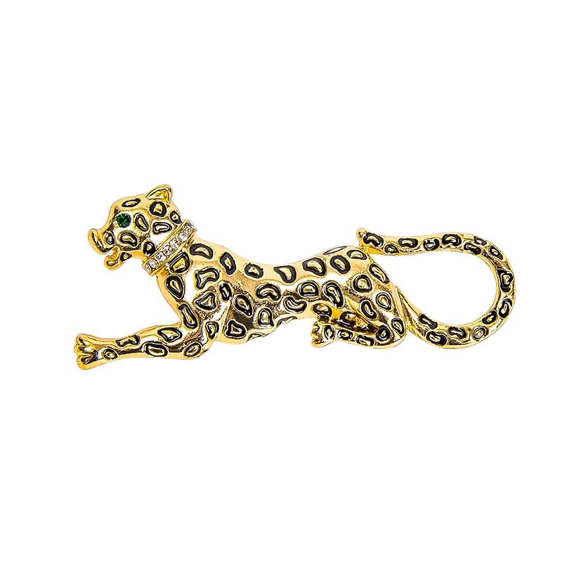 Vintage Oil Dripping Animal Luxury Brooches Black White Enamel Leopard Brooch Pins Accessory for Women Men