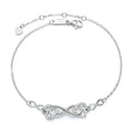 New Trendy Double Zircon Heart Charm Bracelet Sterling Silver Initial 8 Cross Heart Bracelet for Girl