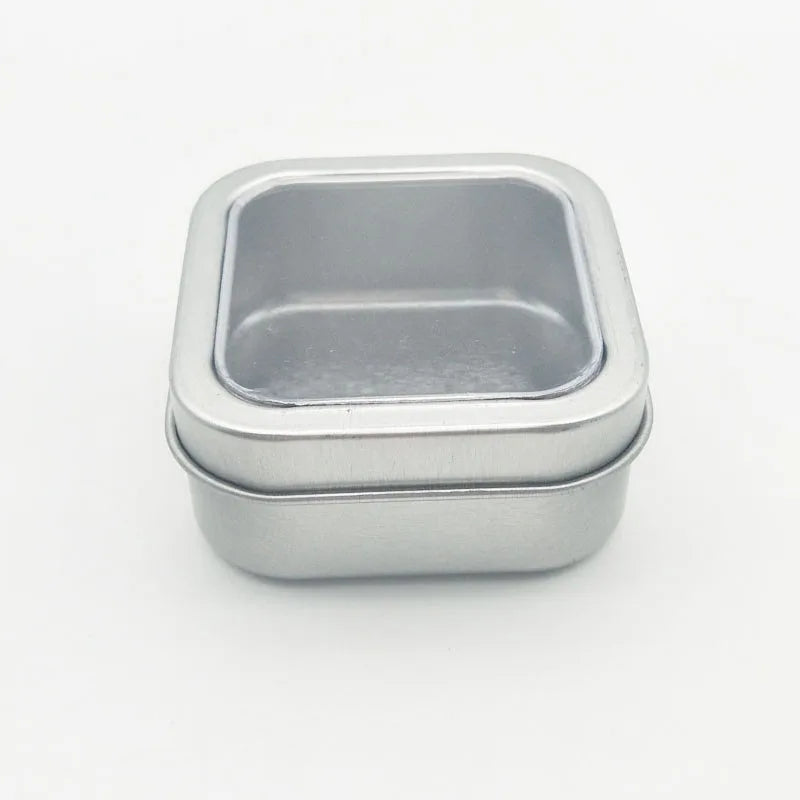 Fast shipping 55*55*20mm tinplate mini custom packaging window boxes food packing jewelry ring lash mint candy square box MegaBDM