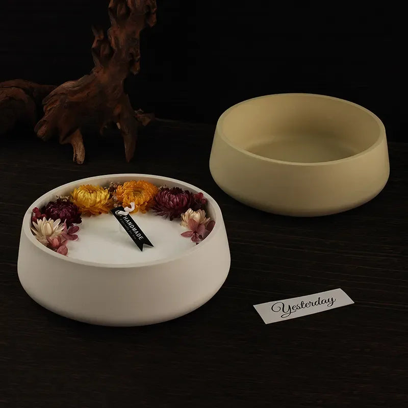 Large Round Shaped Aromatherapy Scented Candle Cup Jar Mold DIY Gypsum Cement Concrete Silicone Resin Molds for Candles Making