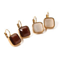 Trendy 18K Gold Plated Square Natural Stone Earrings Stainless Steel Colorful Opal Tone Hook Earring Jewelry