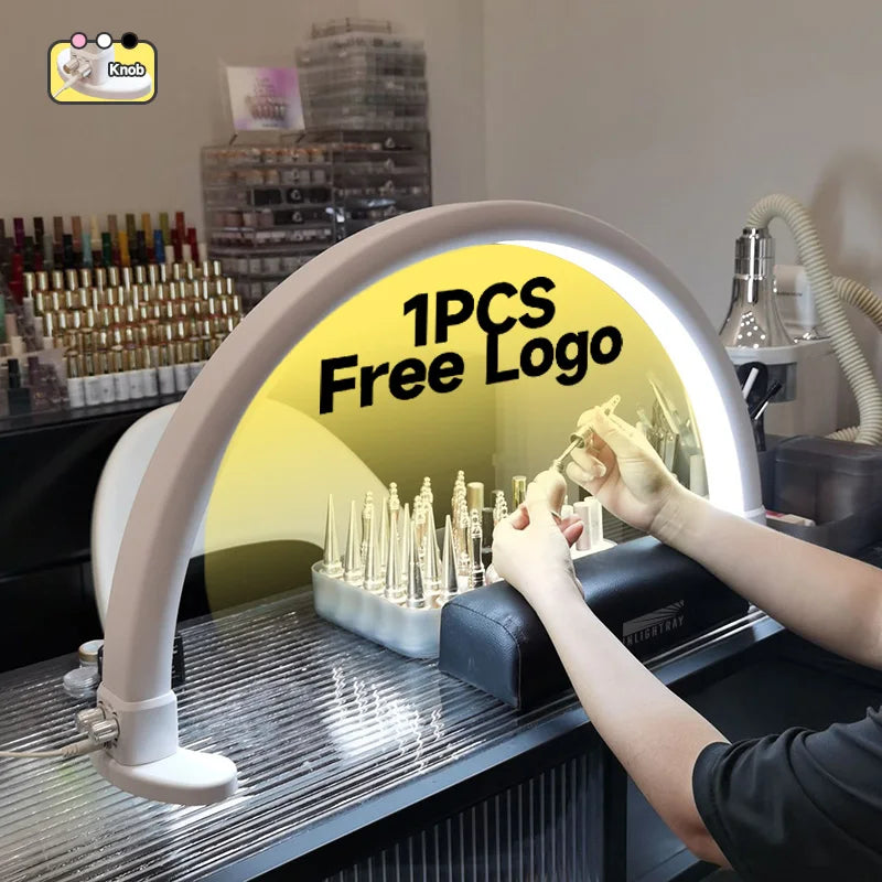 1pcs Free Custom logo OEM 48W Half Moon LED Nail Desk  Lamp Arch Nail Painting Ring Light Beauty Salon Manicure Light Table Lamp