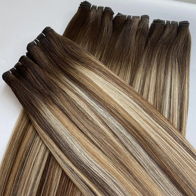2024 New Wholesale Double Drawn Remy Human Hair Handtied Weft Hair Extensions