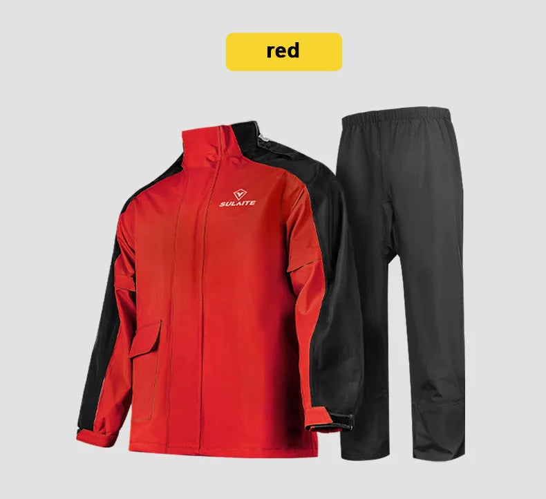 SULAITE Plus Size Waterproof Raincoat for Adults - Motorcycle Riding Gear with Detachable Hood & Reinforced Seam Technology
