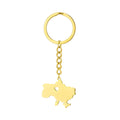 Mixed Style Unisex Silver Gold Stainless Steel Outline Ukraine Map Pendant Keychain