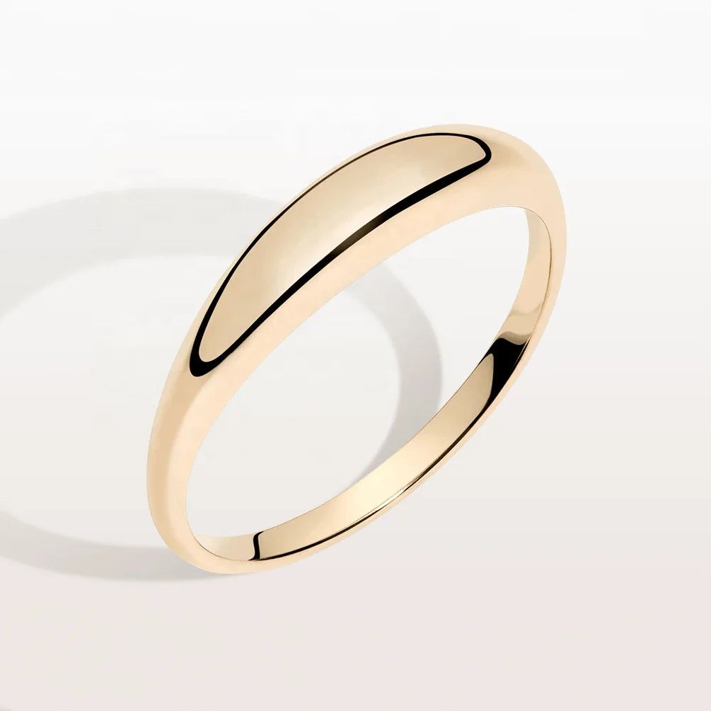 LOZRUNVE Hot Sale 925 Sterling Silver Little Cute Elegant Gold Small Dome Ring Jewelry