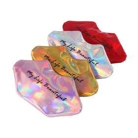 Wholesale 2021 Lip Shape Zipper Makeup Cosmetic Pouch Bag Shiny Holographic Toiletry Gift Bag