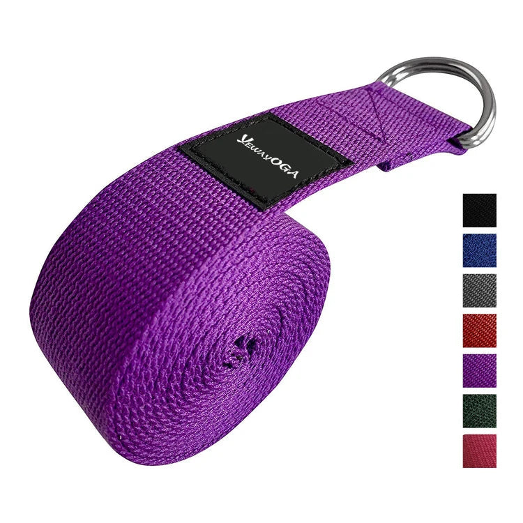 Eco Friendly Polyester/Cotton Custom Nonslip Yoga Strap Adjustable Sling Mauve Exercise Training Stretch Customizable Print Logo