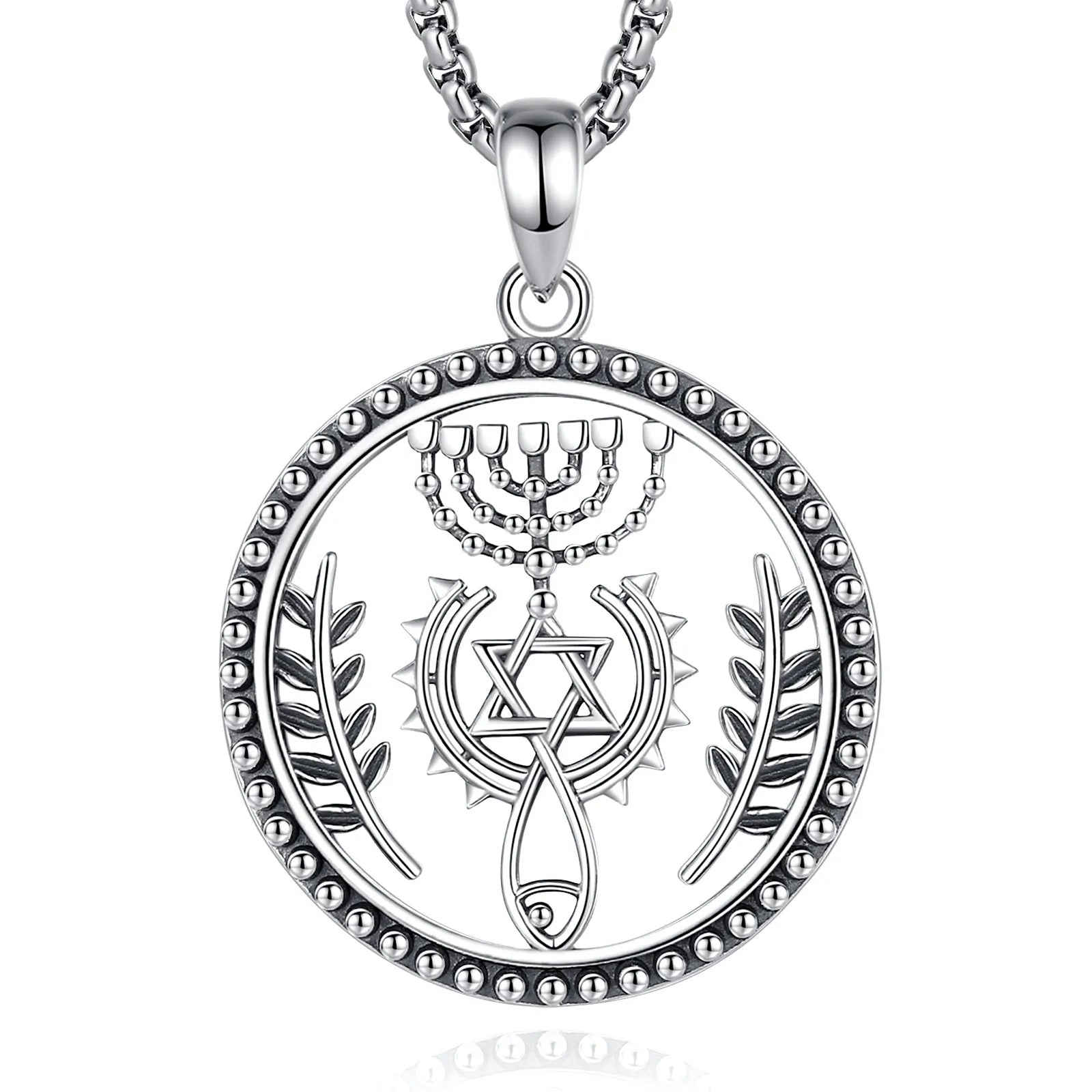 Changda 925 Sterling Silver Protection Hanukkah Jewish Seal Pendant Messianic Pendant Necklace Jewelry