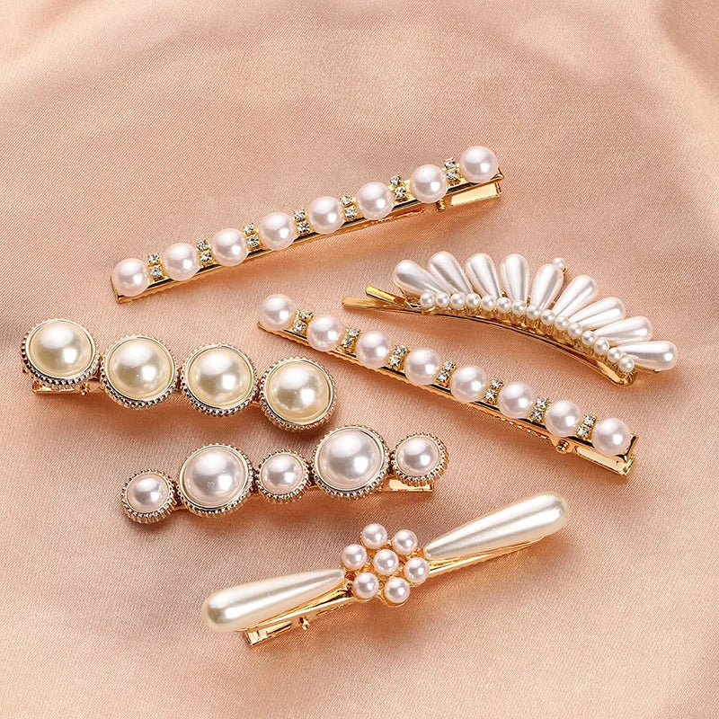 B.PHNE Pearl Hair Clips Artificial Pearl Hair Barrettes Elegant Gold Hairpins for Women and Girls Bridal Hair Decoration