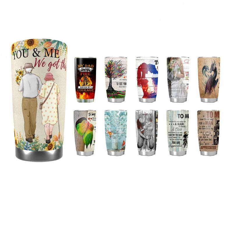 20oz Double Wall Stainless Steel Travel Mug 3D Full Circle Printed Car Cup with Customization for Coffee Use