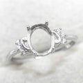 Sterling Silver 7*9mm Semi Mount Ring Frame Empty Blank Support Claw Setting S925 Base Holder Without Center Stone for DIY Inlay