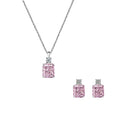 925 Sterling Silver Cubic Zirconia Birthstone Earring Necklace Set Crystal Wedding Jewelry Set