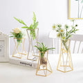 Flower Vase Tabletop Eco-friendly Europe Fashion Home Decor Light Gold Ironwork Metal Glass Modern Luxury Geometric Living Room