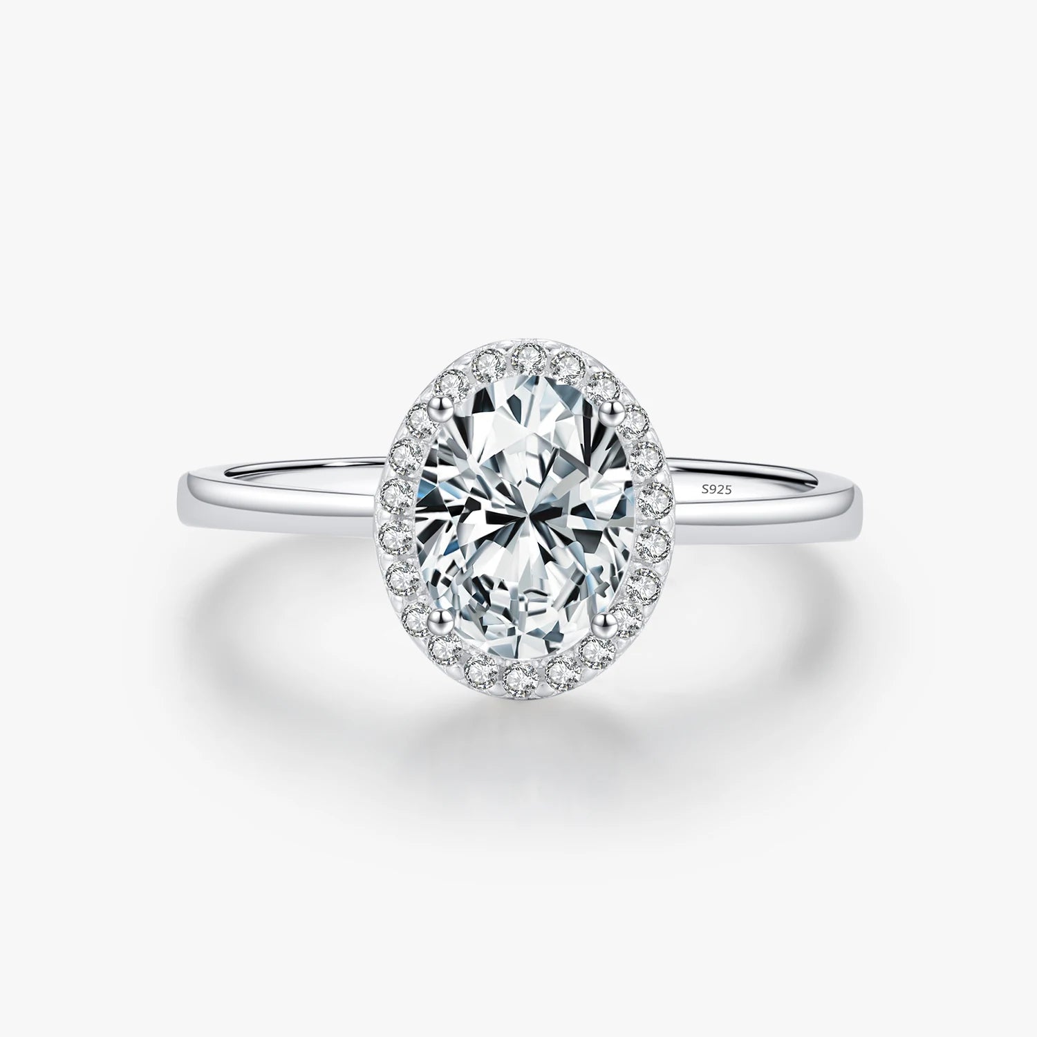 925 Sterling Silver Sparkling CZ Wedding Engagement Jewelry for Women Fine Jewelry Classic Oval Cut 1CT Cubic Zirconia Ring