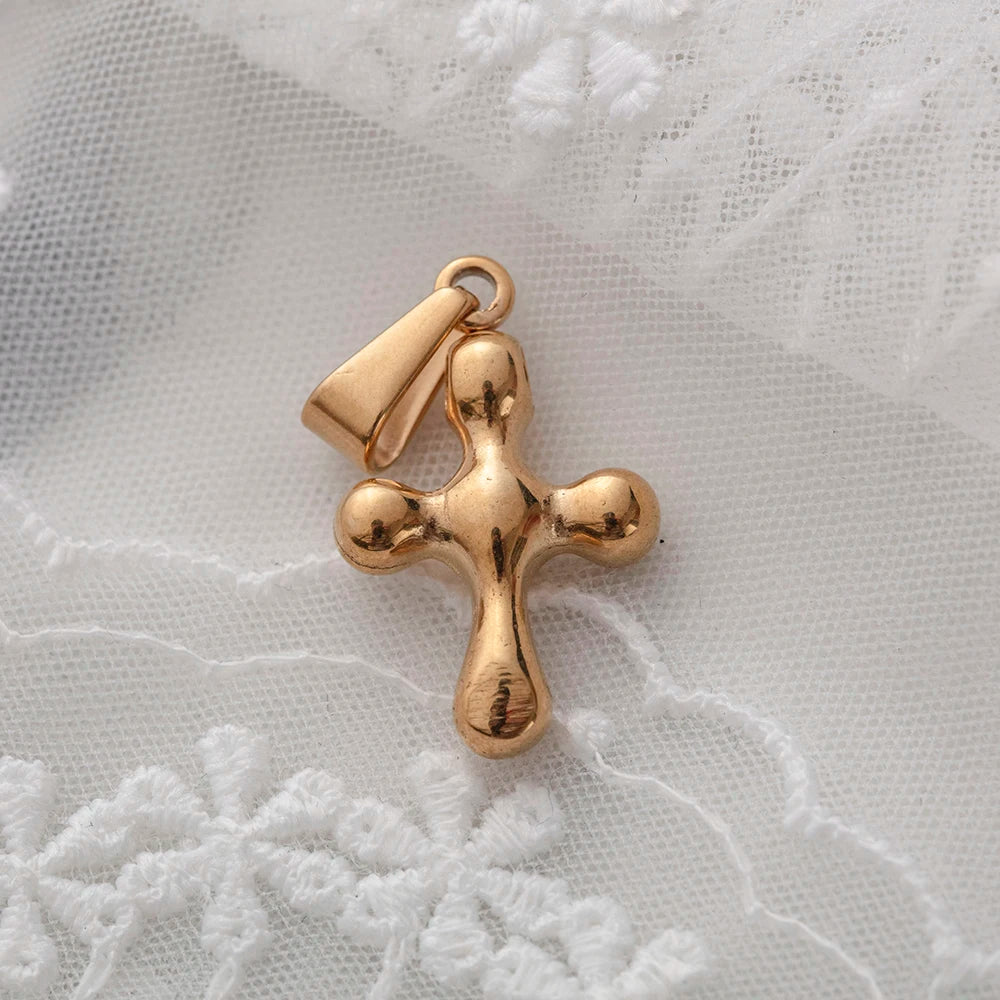 Stainless Steel High Polished Jesus Christ Cross Charms Pendant 18K Gold Plated Color for DIY Jewelry Making Cross Pendants