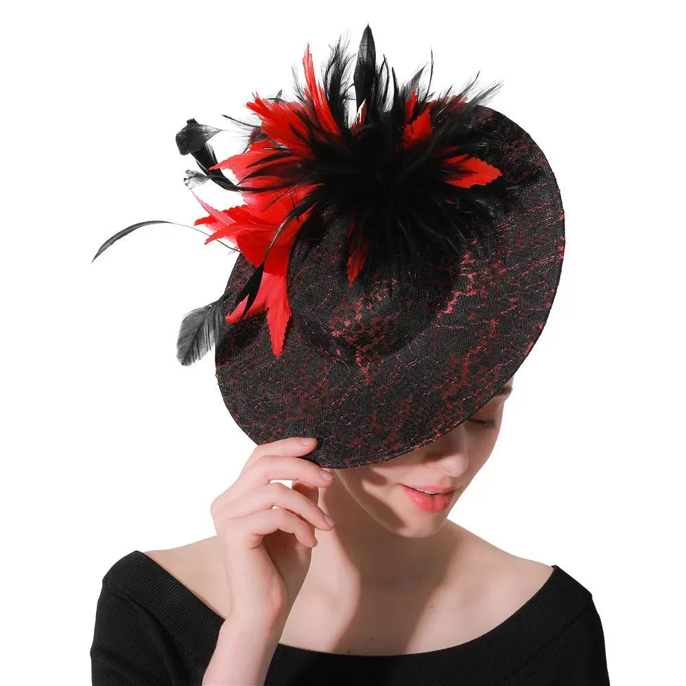 New Arrival Women Church Hat Wedding Party Four Layers Hemp Fascinator Hat Accessories Flower Mesh Hair Clip Sinamay for Bridal MegaBDM