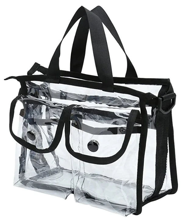 Wholesale Fashionable Transparent PVC Cosmetic Storage Bag Large Capacity Travel Shoulder Messenger Zipper Closure
