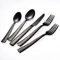 Modern Dining Knife Spoon Fork Stainless Steel Silverware Hammer Handle Flatware Silver Black Cutlery Set