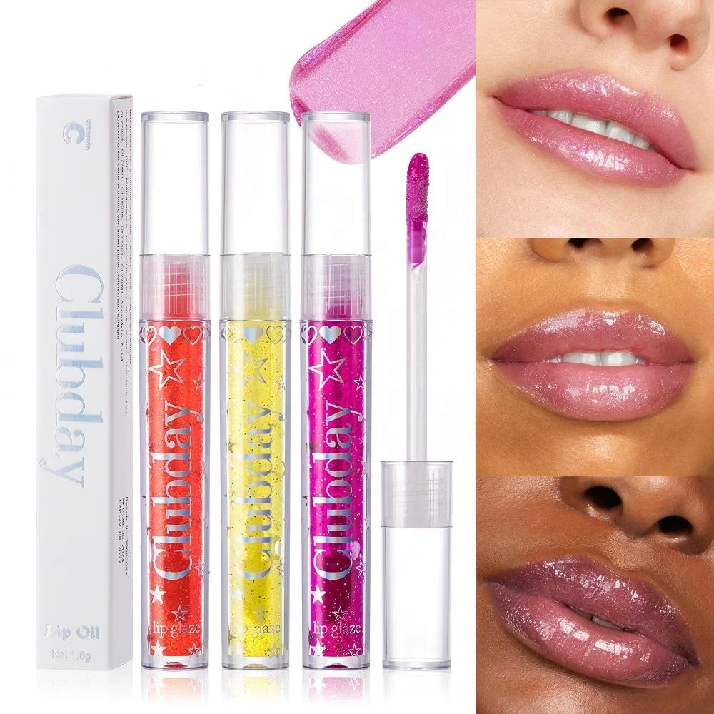 Wholesale Mineral Lip Oil Shine Lip Gloss with Glitter Transparent Moisturizing Mirror Hydrating Sparkling Lip Glaze 3pcs MOQ