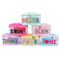 Large Capacity PVC Makeup Case Portable Travel Bag Fashionable Logo Design Transparent Letter Storage Embroidery Zipper Water